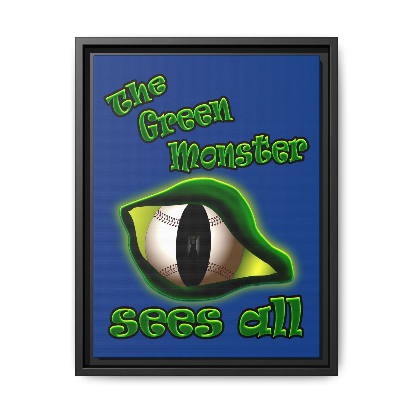 green monster - framed canvas art (dark blue)