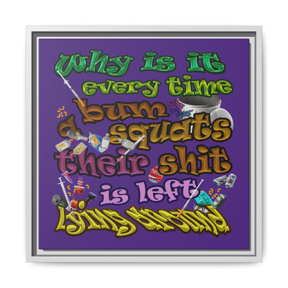 the bum's shit - framed canvas art (purple)