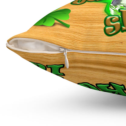 celtics logo - Spun Polyester Square Pillow - (butterscotch wood finish)