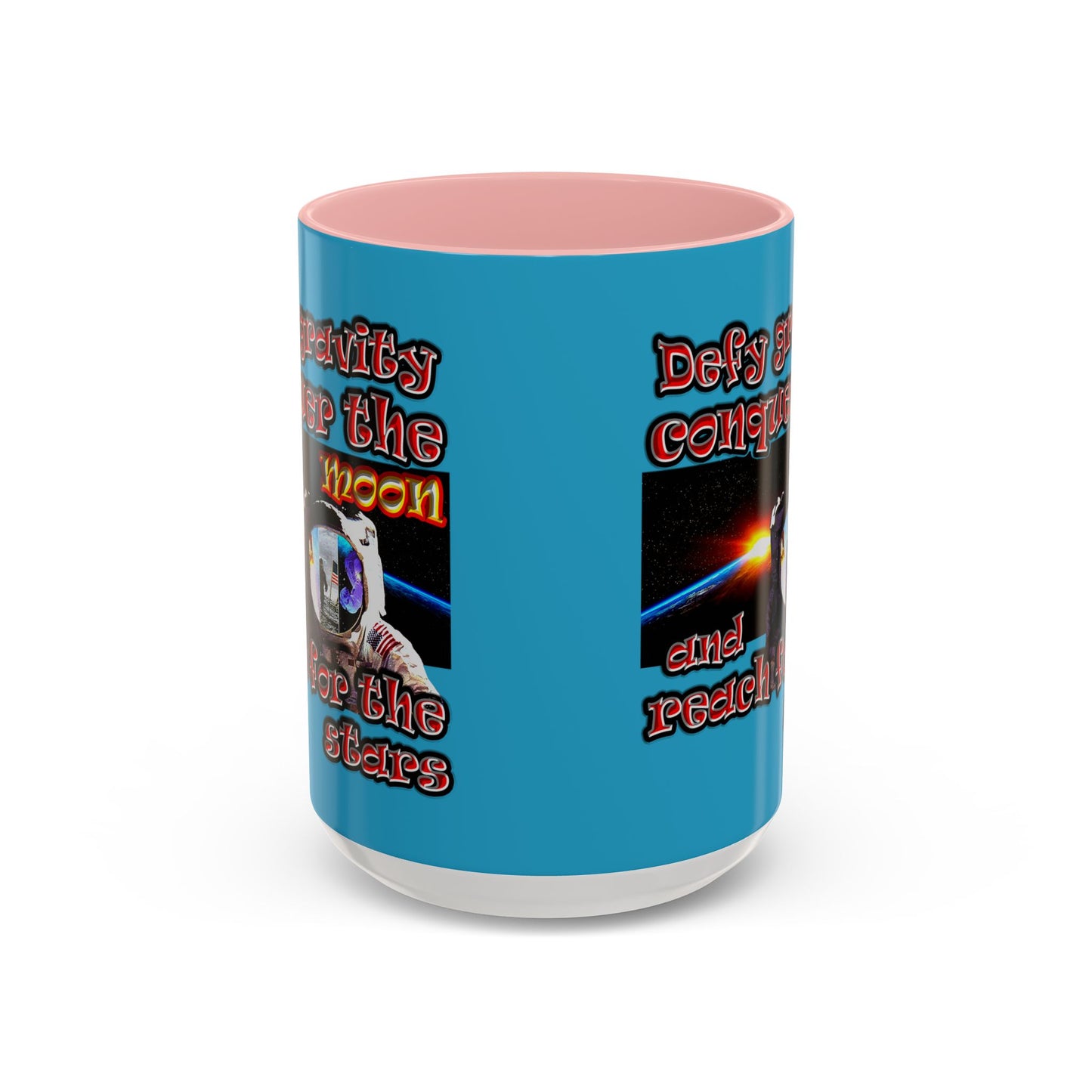 defy conquer reach - Accent Mug (turquoise)