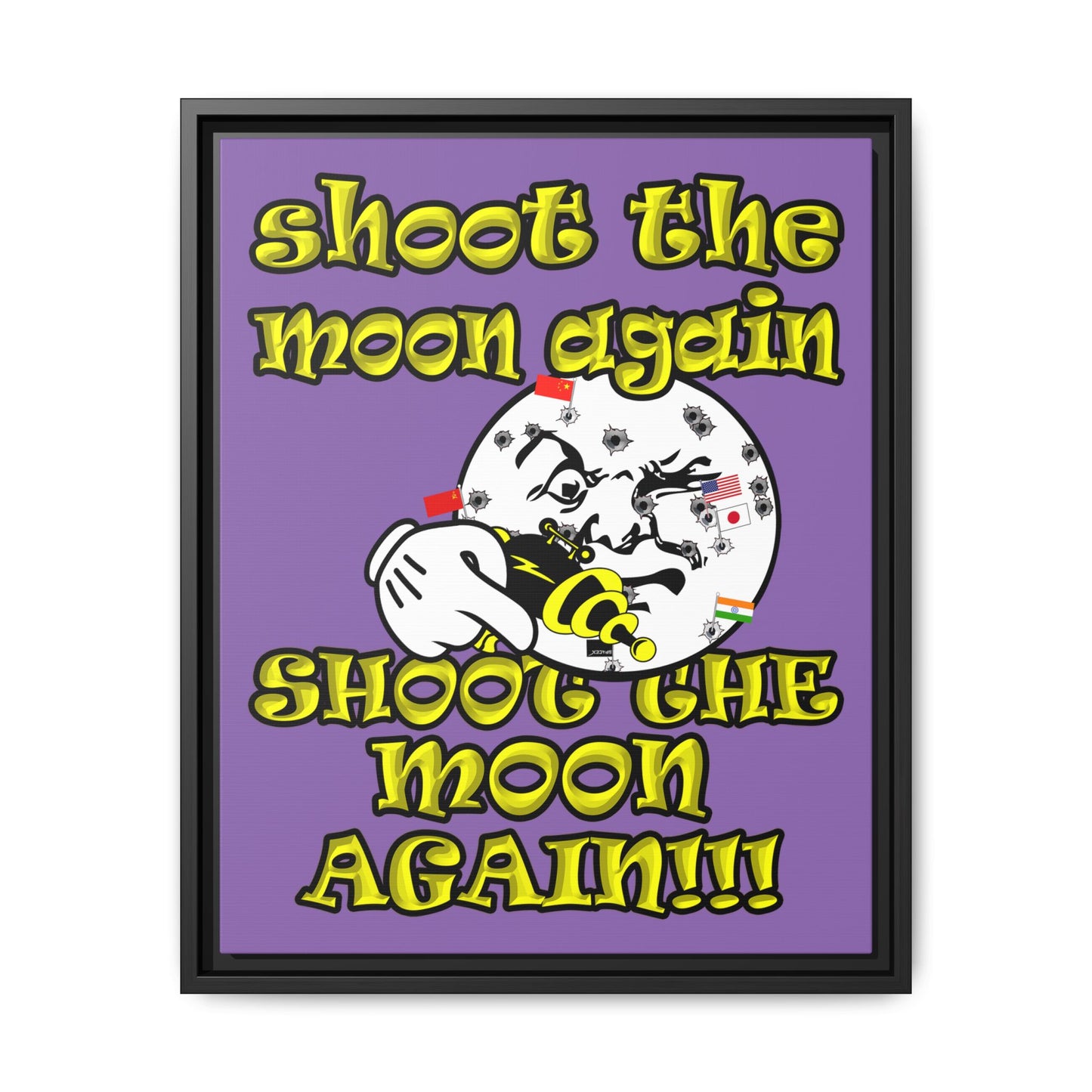 shoot the moon again - framed canvas art (light purple)