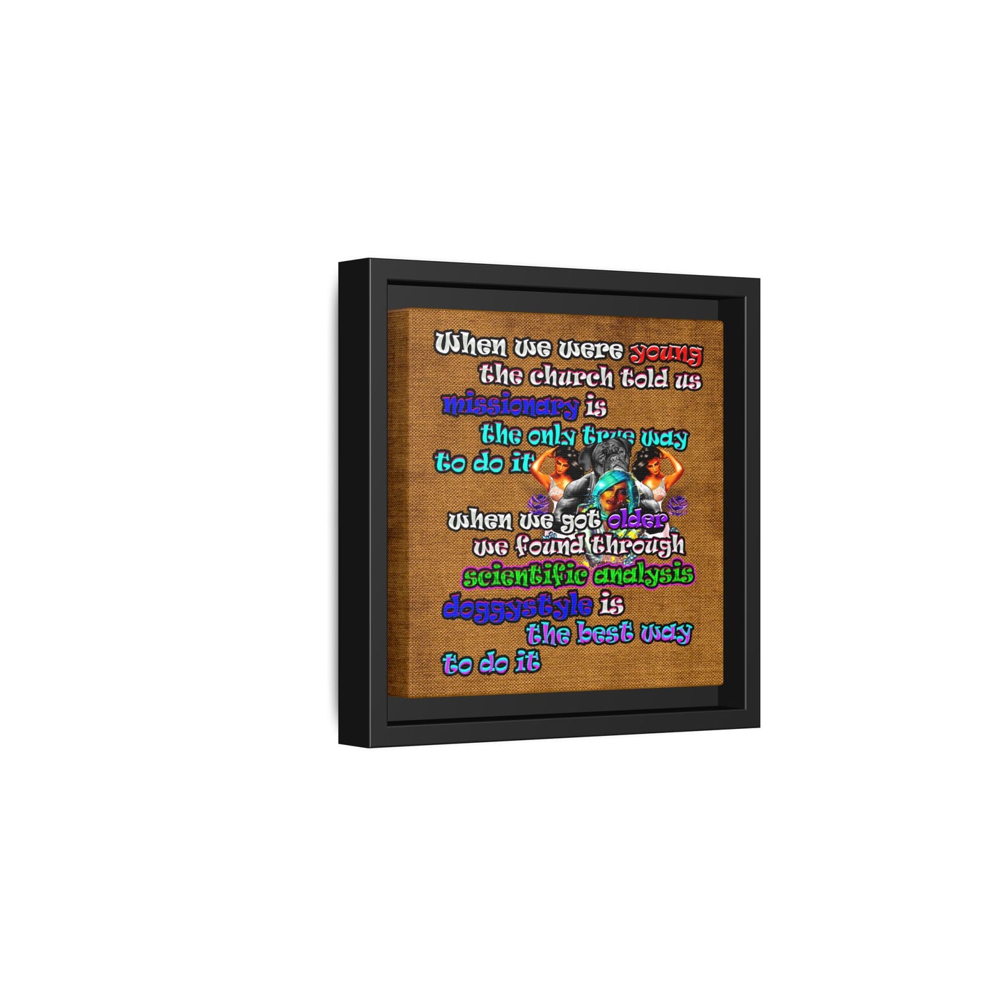 doggystyle - framed canvas art (brown papyrus)