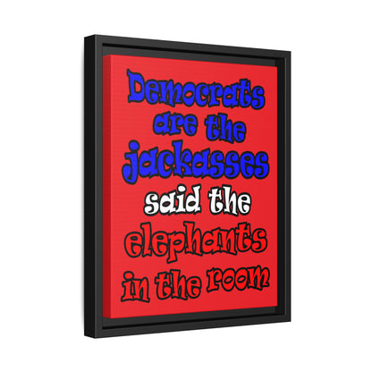 donkeys and elephants - framed canvas art (red)