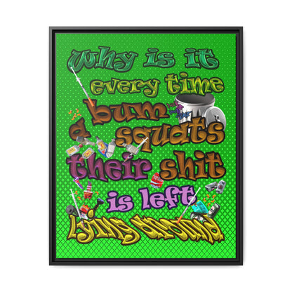 the bum's shit - framed canvas art (logo green)