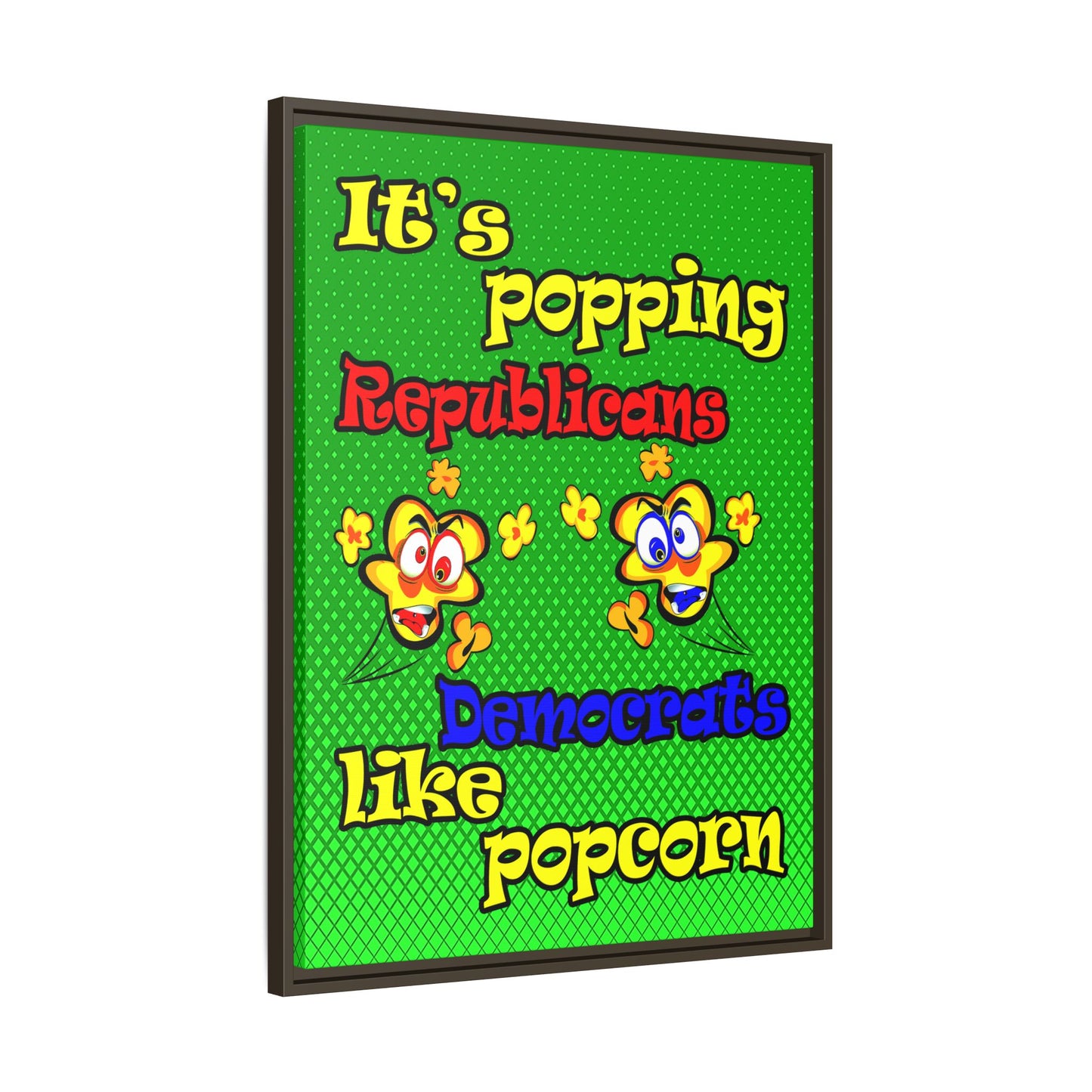 popping like popcorn - framed canvas art (logo green)