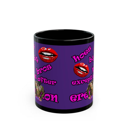 hoes b4 bros - Black Mug (purple)
