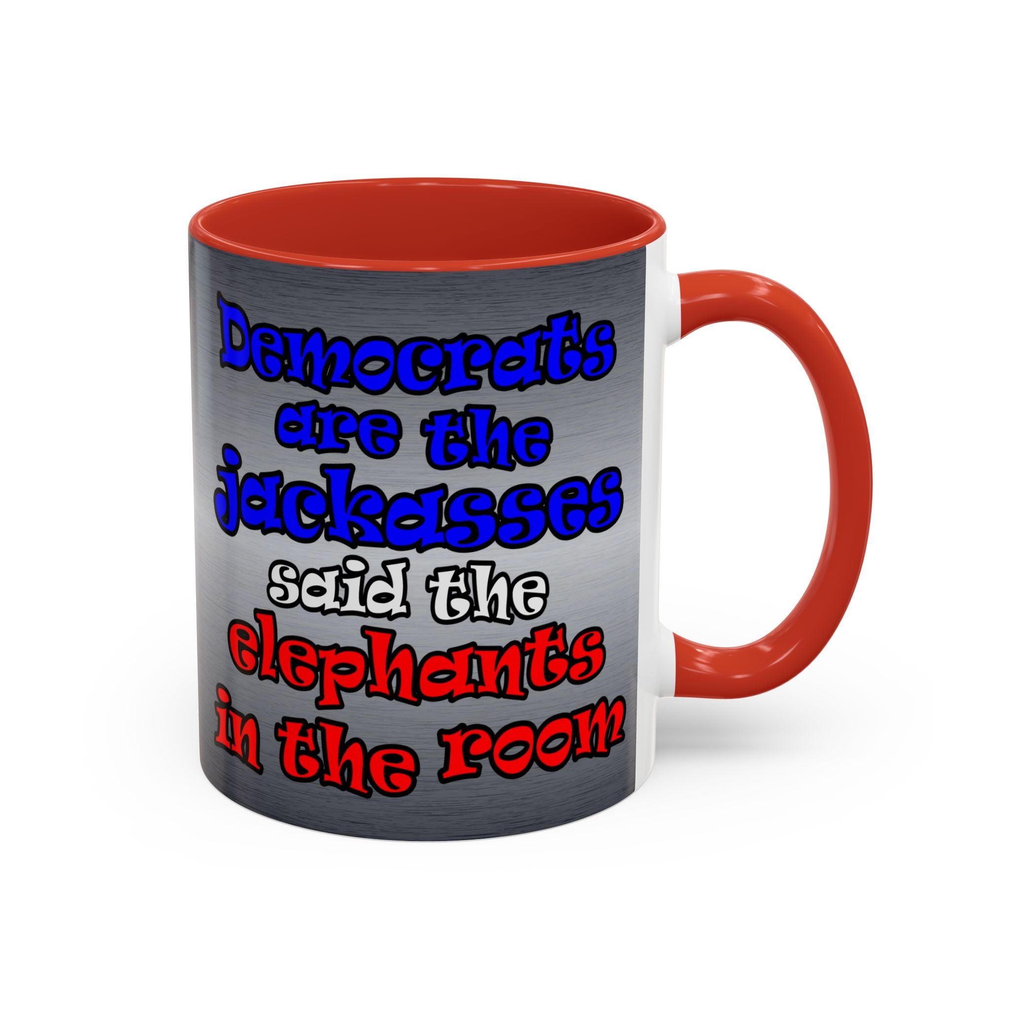 donkeys and elephants - Accent Mug (brushed nickel)