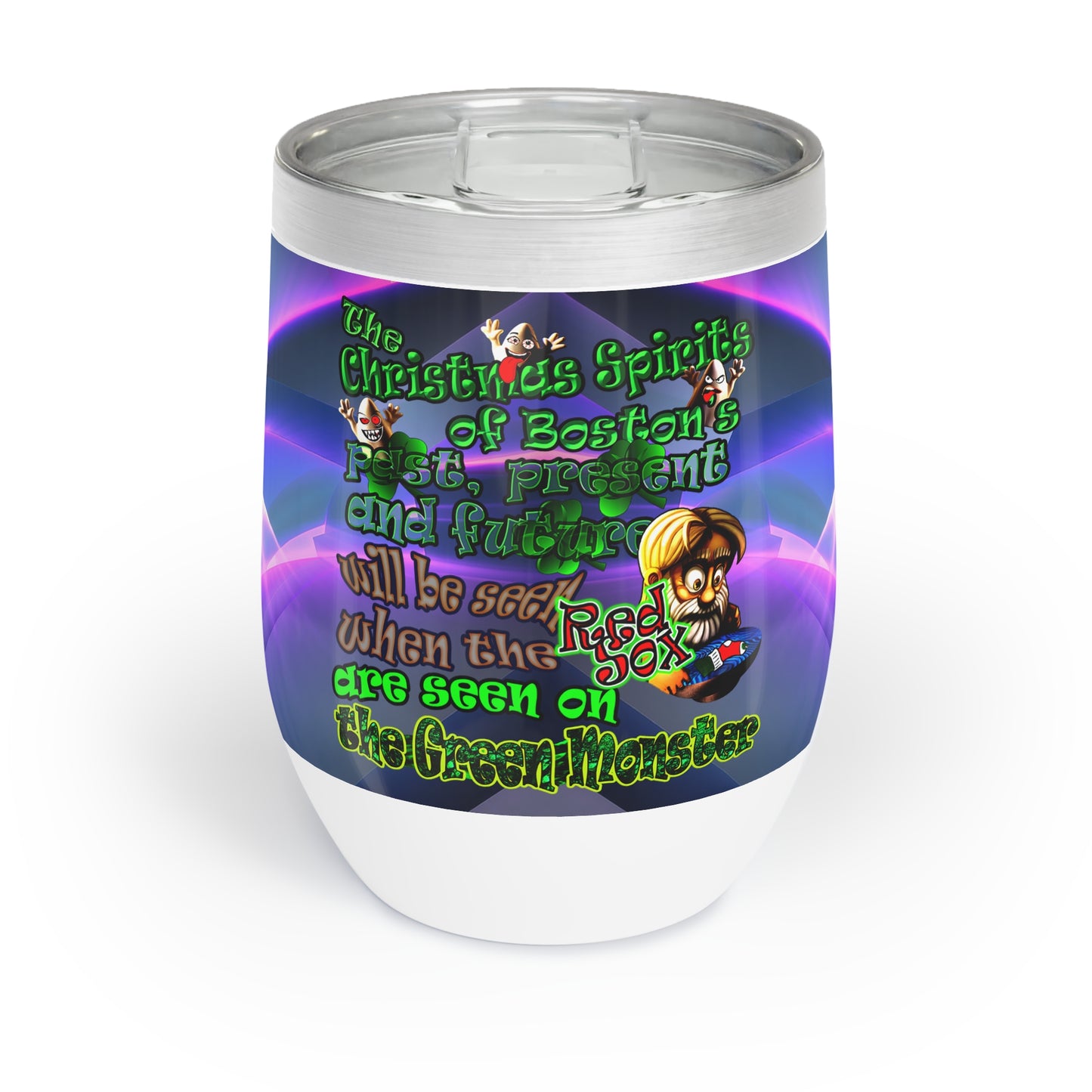 christmas spirits of boston - Chill Wine Tumbler (grey-pink wave)