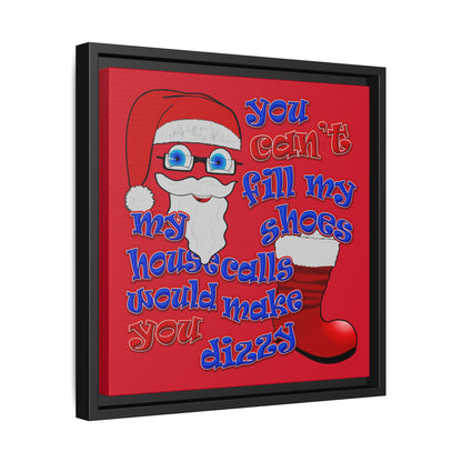 santa's shoes - framed canvas art (dark red)