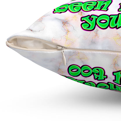 noticed you noticing - Spun Polyester Square Pillow - (white marble)