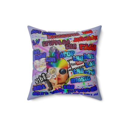 drop the beat - Spun Polyester Square Pillow - (light blue-pink wave)