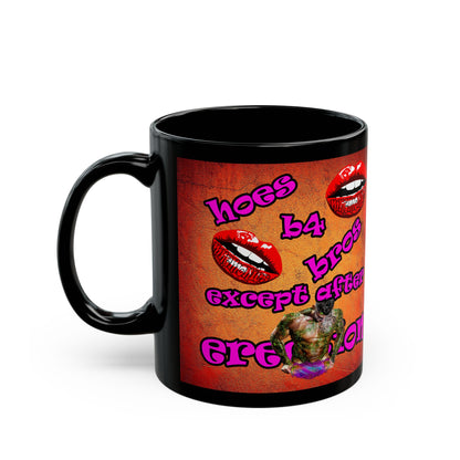 hoes b4 bros - Black Mug (burnt orange)