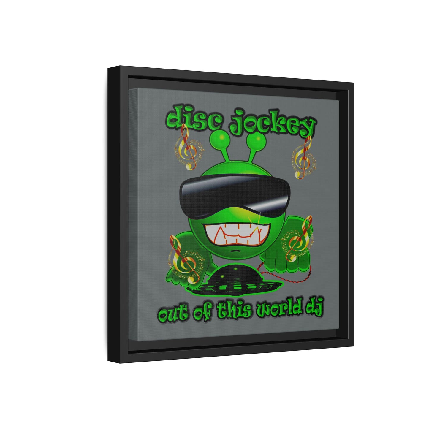 disc jockey - framed canvas art (dark grey)