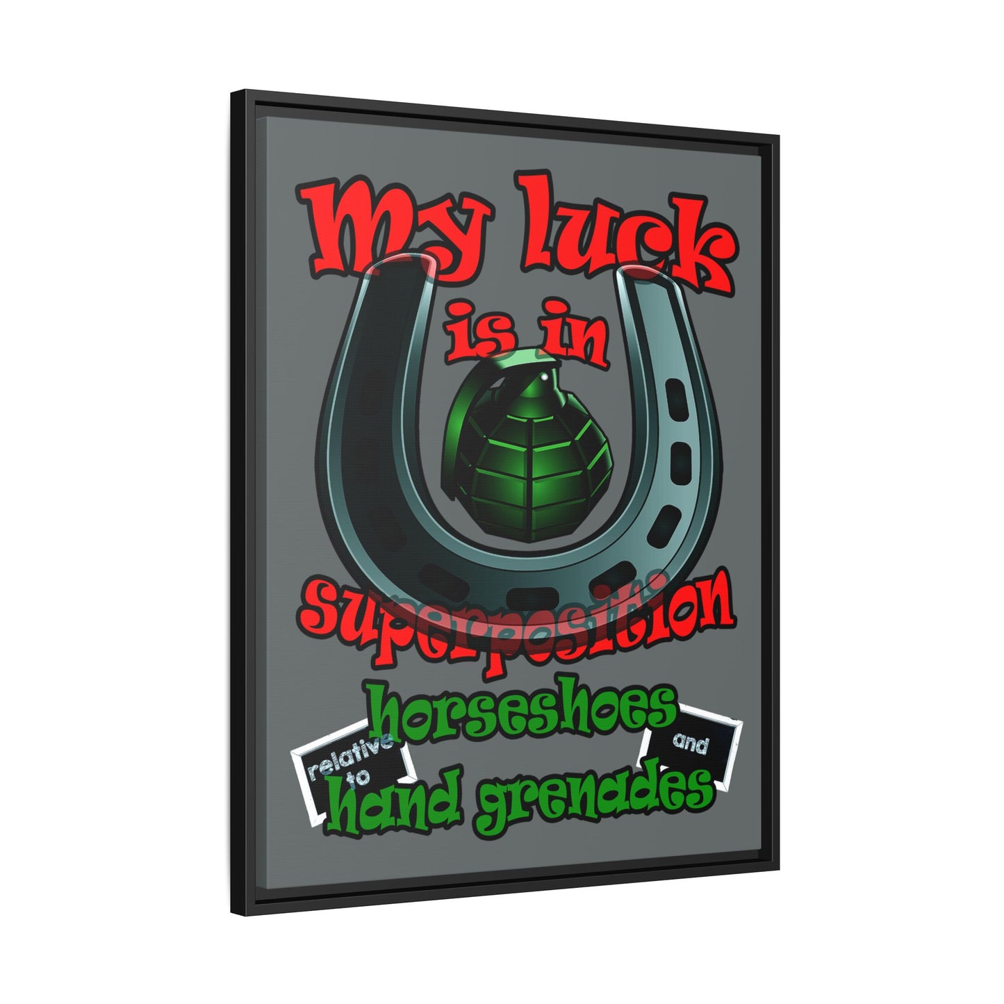 my luck - framed canvas art (dark grey)