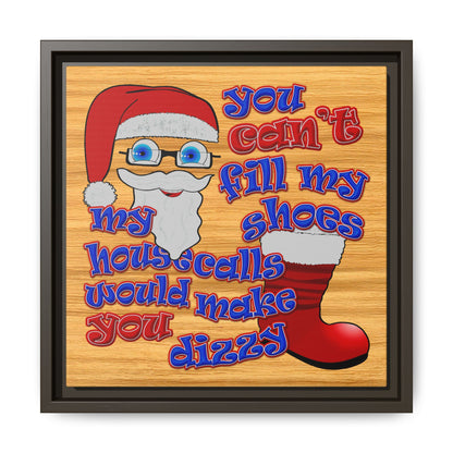 santa's shoes - framed canvas art (butterscotch wood finish)