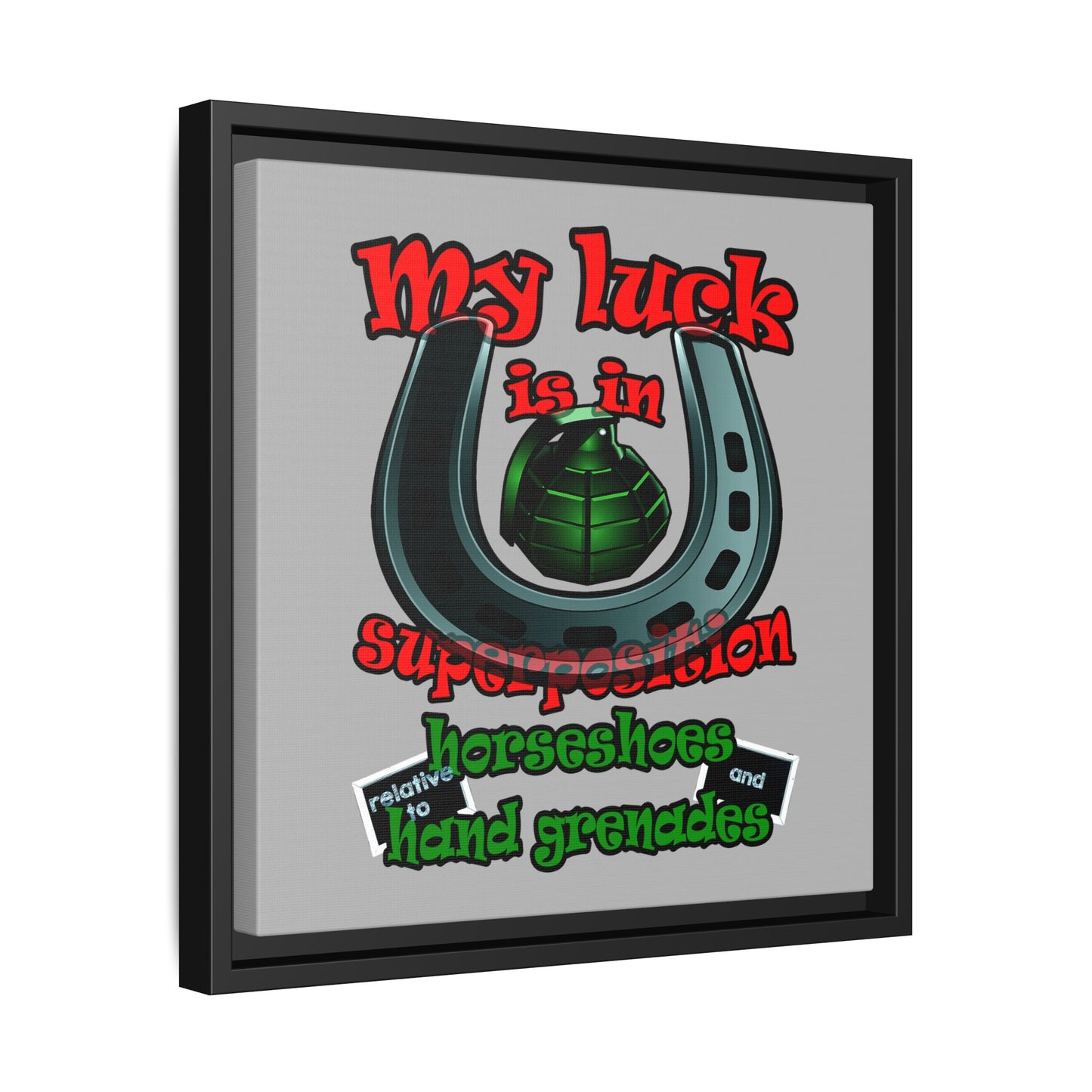 my luck - framed canvas art (light grey)