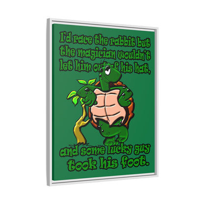 turtle race - framed canvas art (dark green)