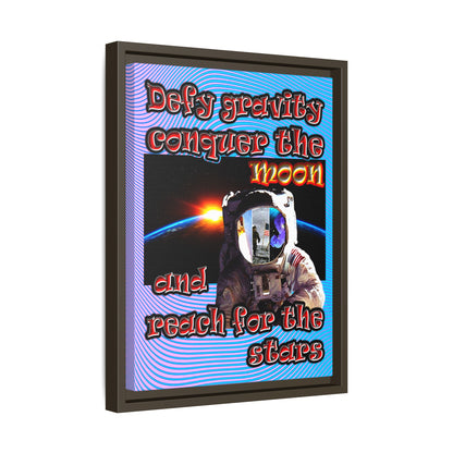 defy conquer reach - framed canvas art (light blue-purple wave)