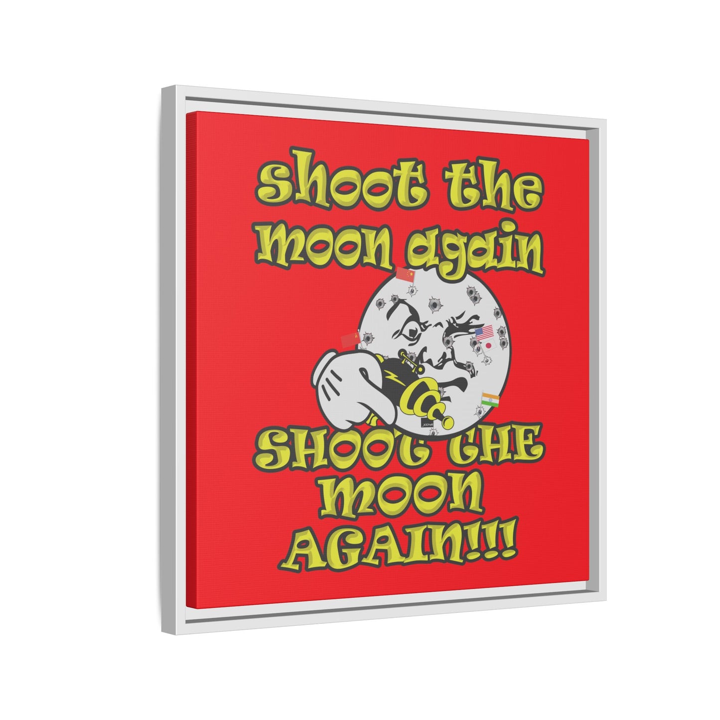 shoot the moon again - framed canvas art (red)
