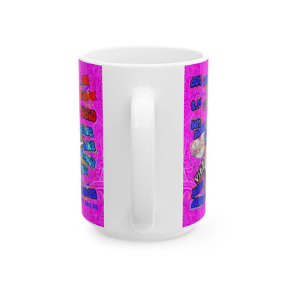 drop the beat - White Mug (pink swirl)
