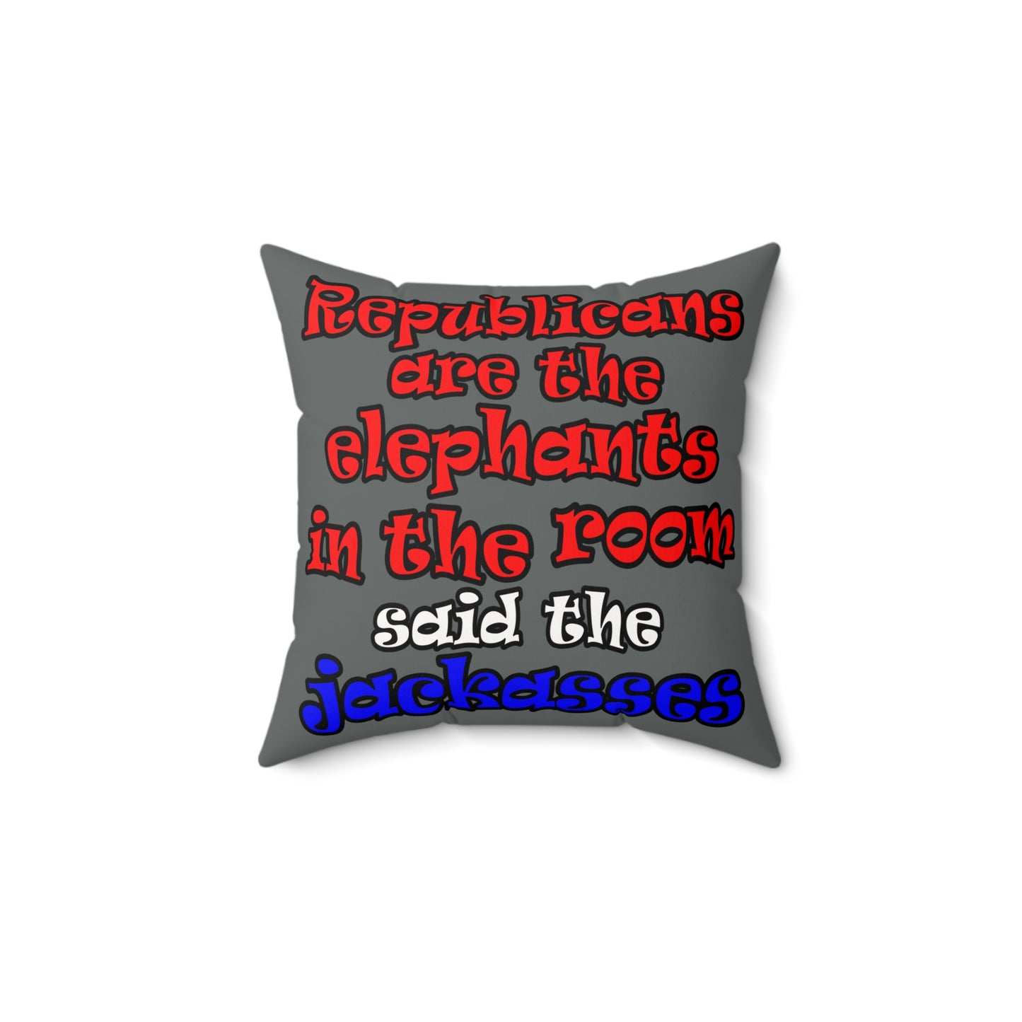 donkeys and elephants - Faux Suede Square Pillow - (dark grey)