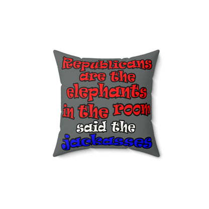 donkeys and elephants - Faux Suede Square Pillow - (dark grey)