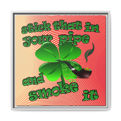 stick that in your pipe and smoke it - framed canvas art (yellow-orange wave)