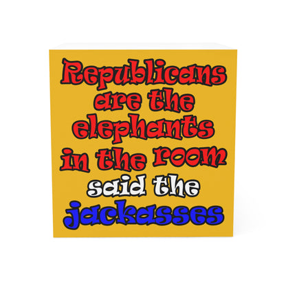 donkeys and elephants - note cube (yellow)
