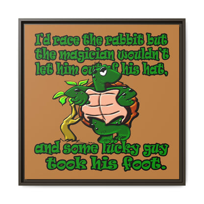 turtle race - framed canvas art (light brown)