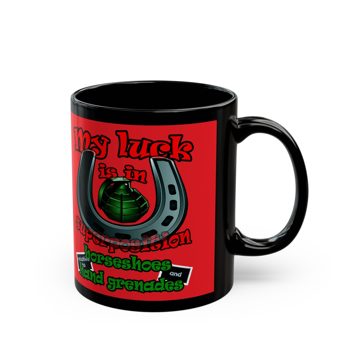 my luck - Black Mug (red)