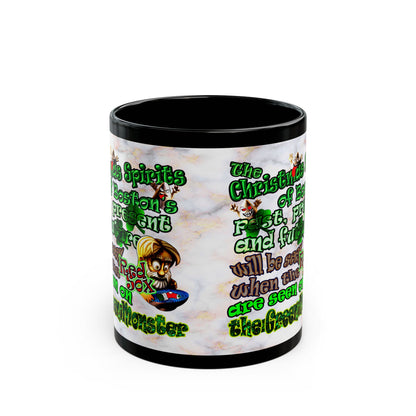 christmas spirits of boston - Black Mug (white marble)
