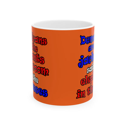 donkeys and elephants - White Mug (orange)