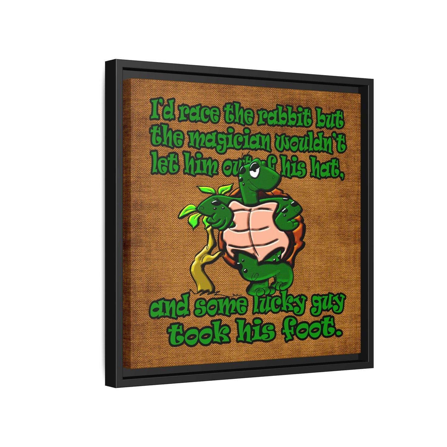 turtle race - framed canvas art (brown papyrus)