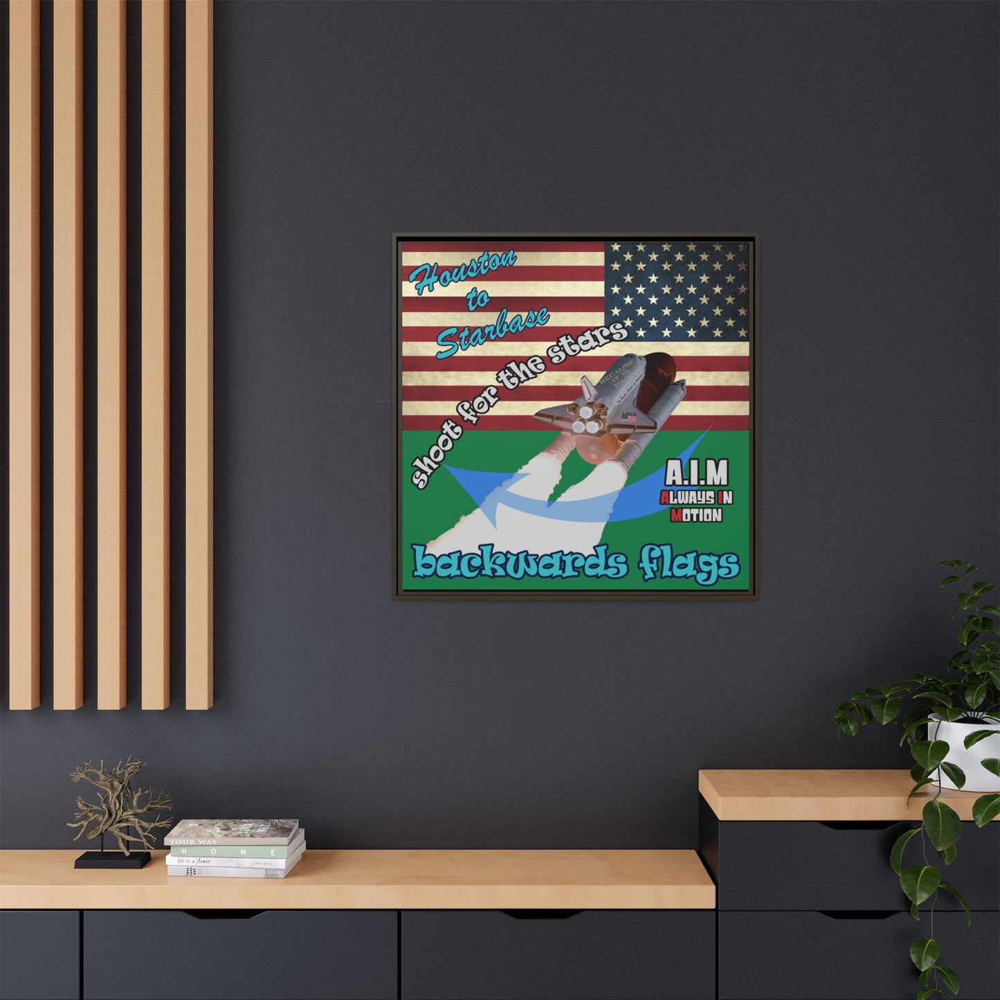 shoot for the stars - framed canvas art (dark green)