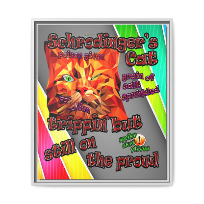 schrodinger's cat - framed canvas art (rainbow split)
