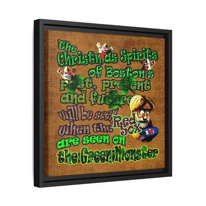 christmas spirits of boston - framed canvas art (brown papyrus)