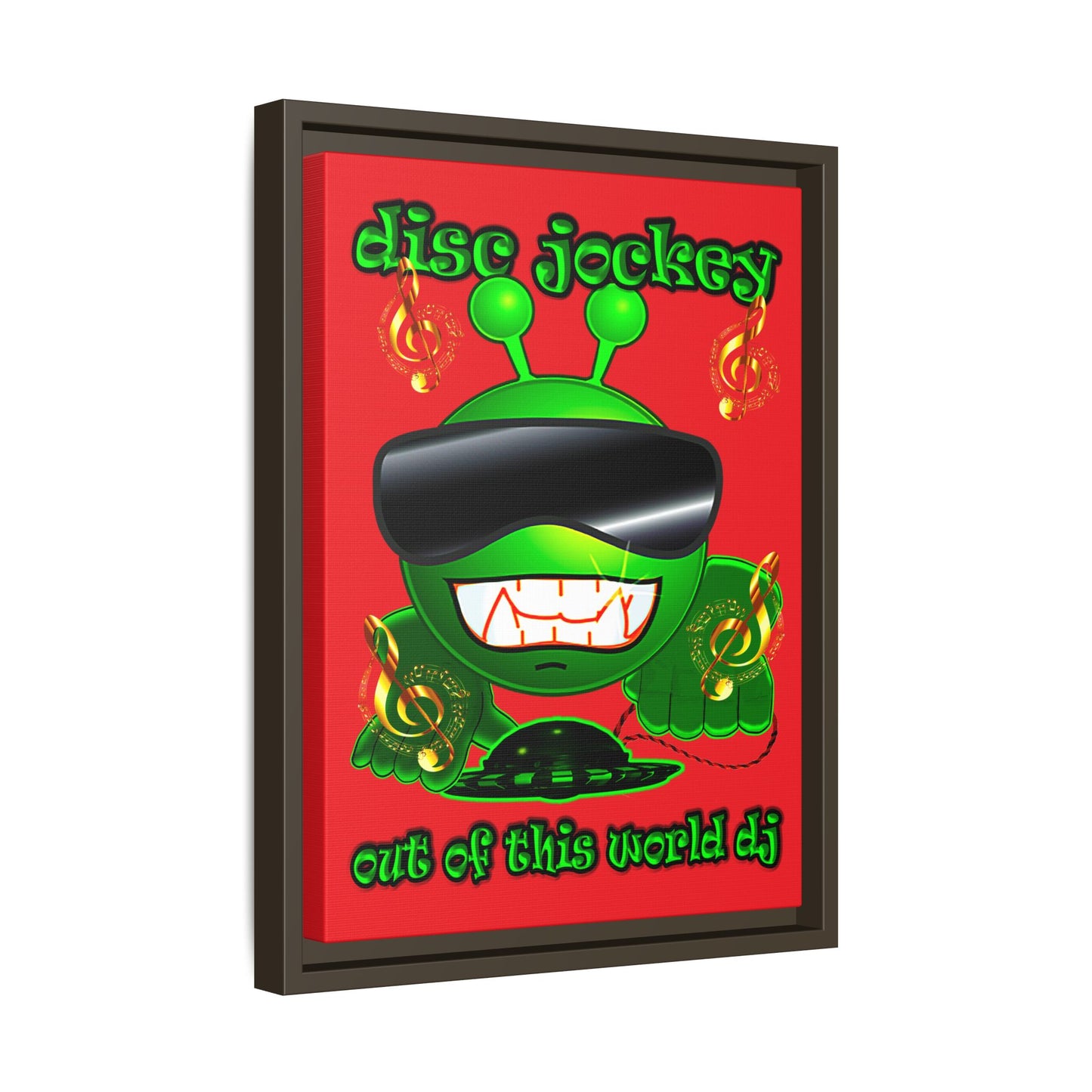 disc jockey - framed canvas art (red)