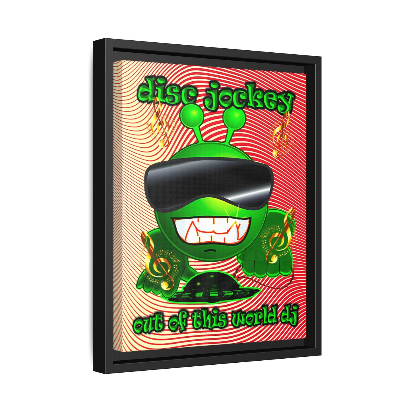 disc jockey - framed canvas art (yellow-orange wave)