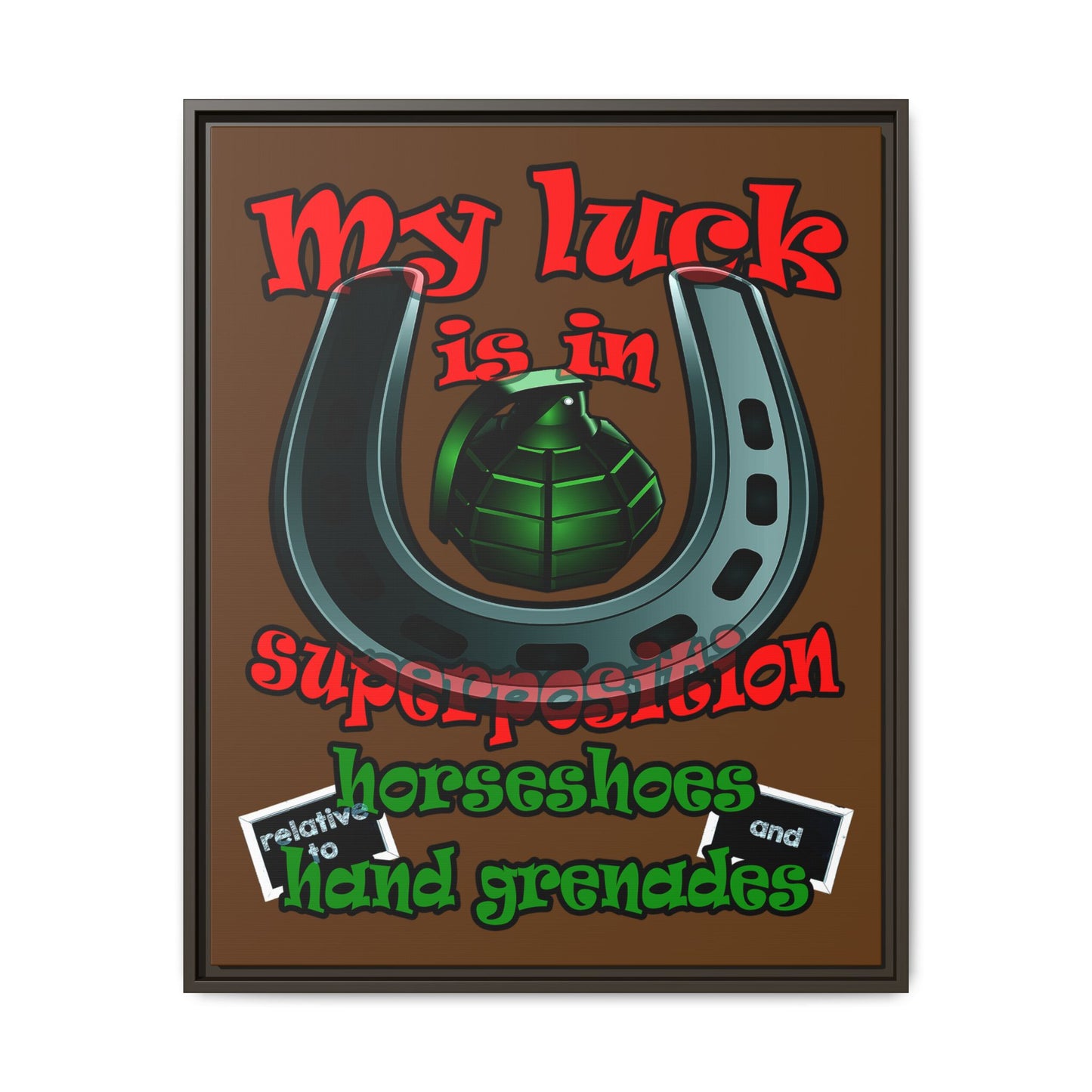 my luck - framed canvas art (brown)