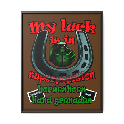 my luck - framed canvas art (brown)