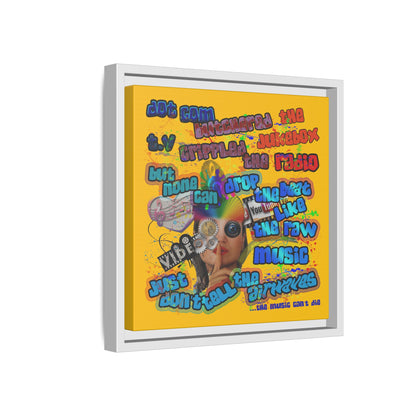 drop the beat - framed canvas art (yellow)