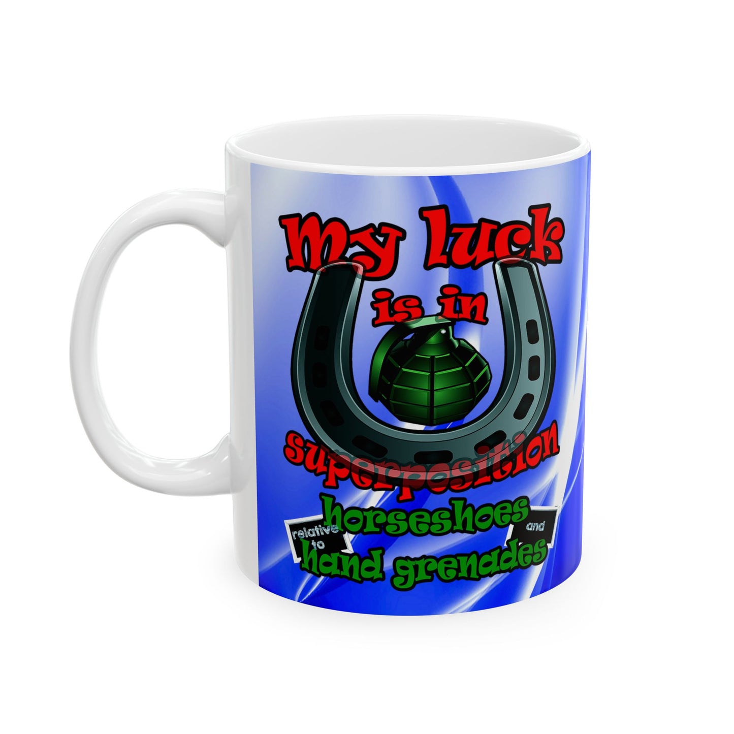 my luck - White Mug (blue-white wave)