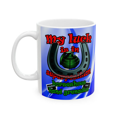 my luck - White Mug (blue-white wave)