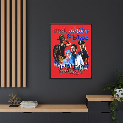 rw&b lives matter - framed canvas art (red)