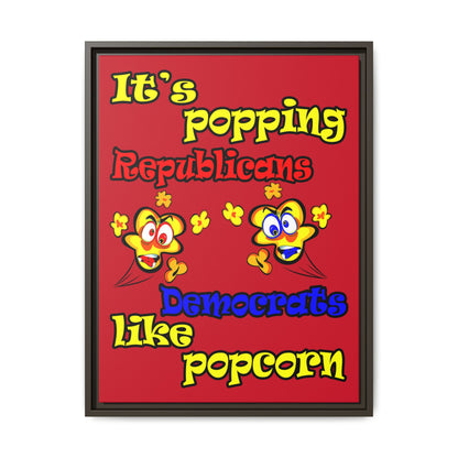 popping like popcorn - framed canvas art (dark red)