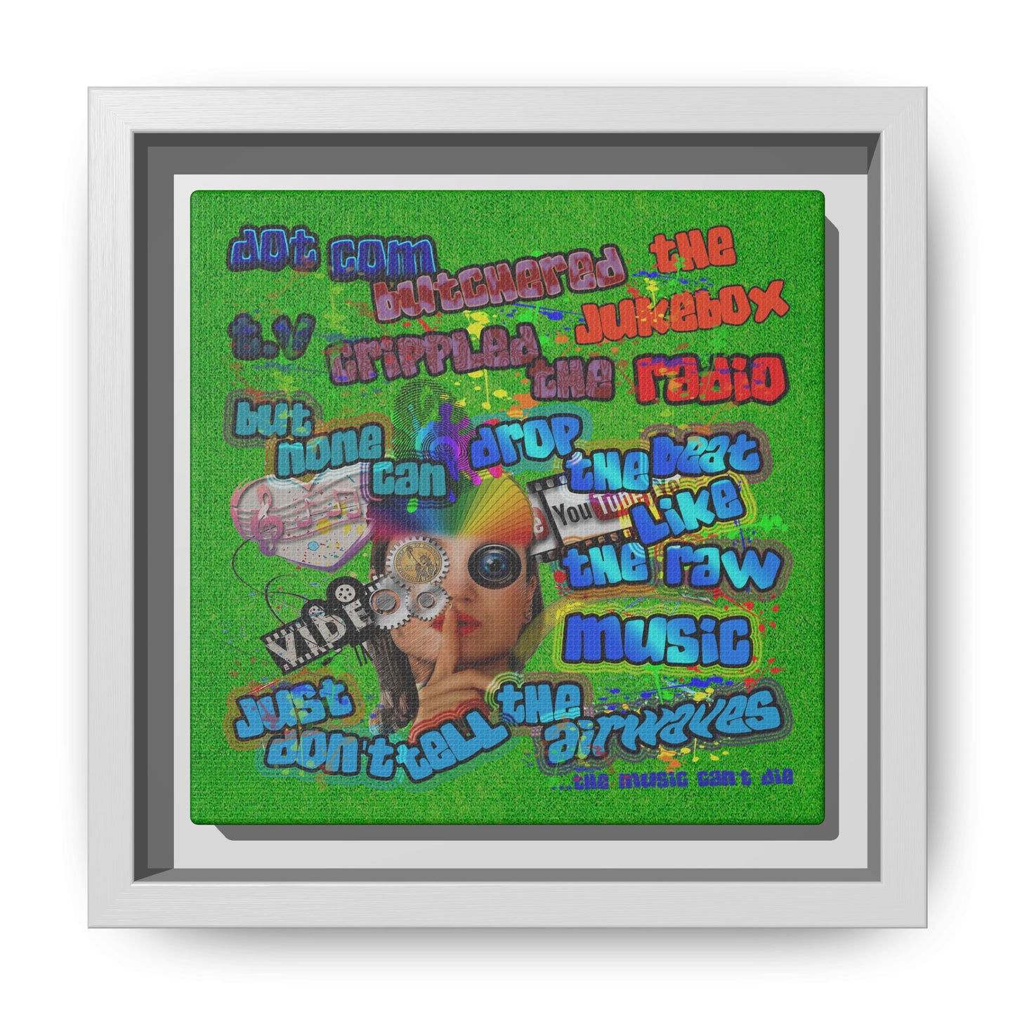 drop the beat - framed canvas art (green turf)