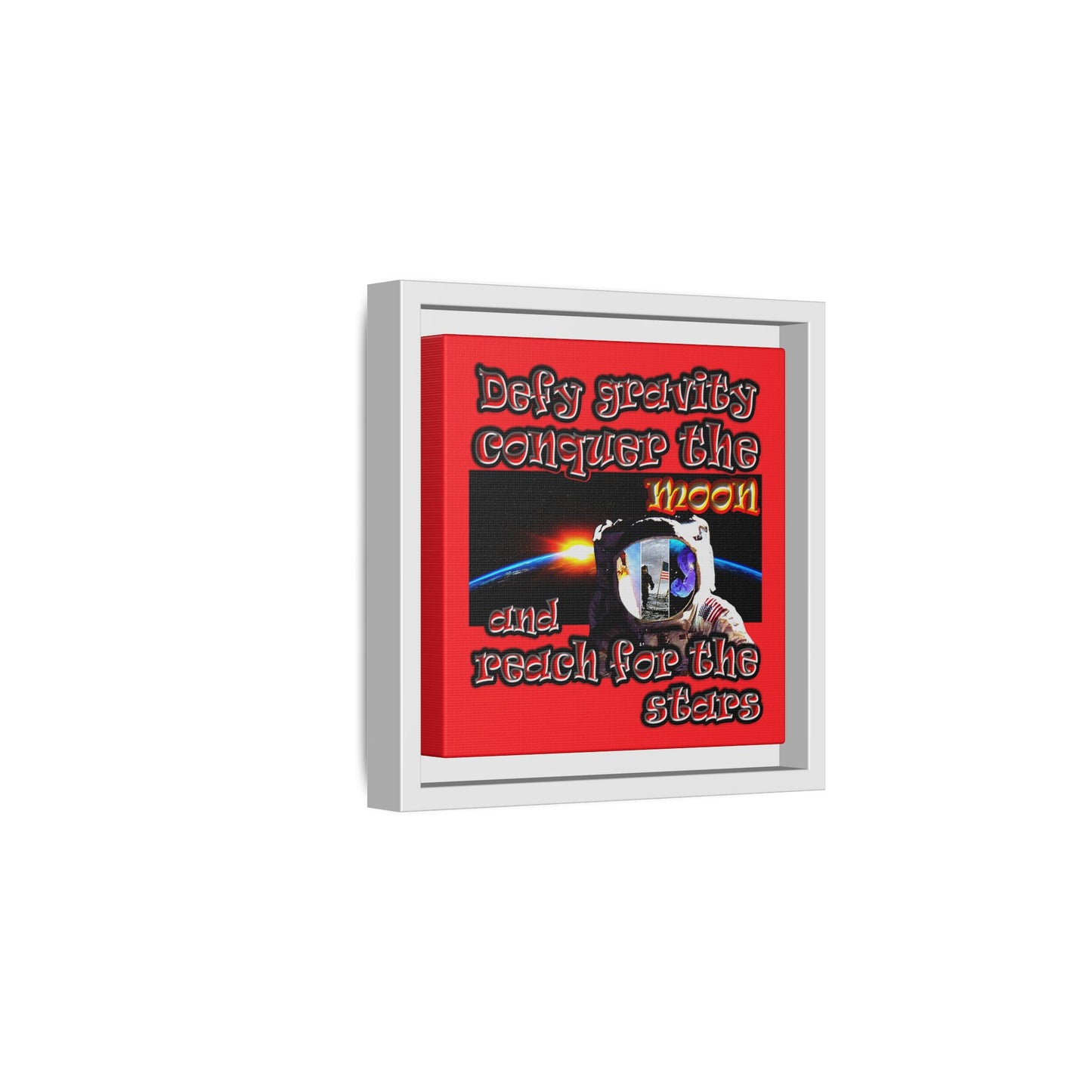 defy conquer reach - framed canvas art (red)