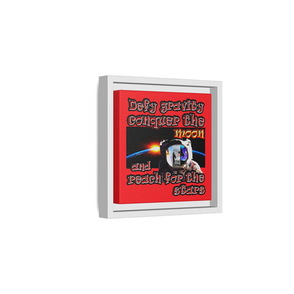 defy conquer reach - framed canvas art (red)