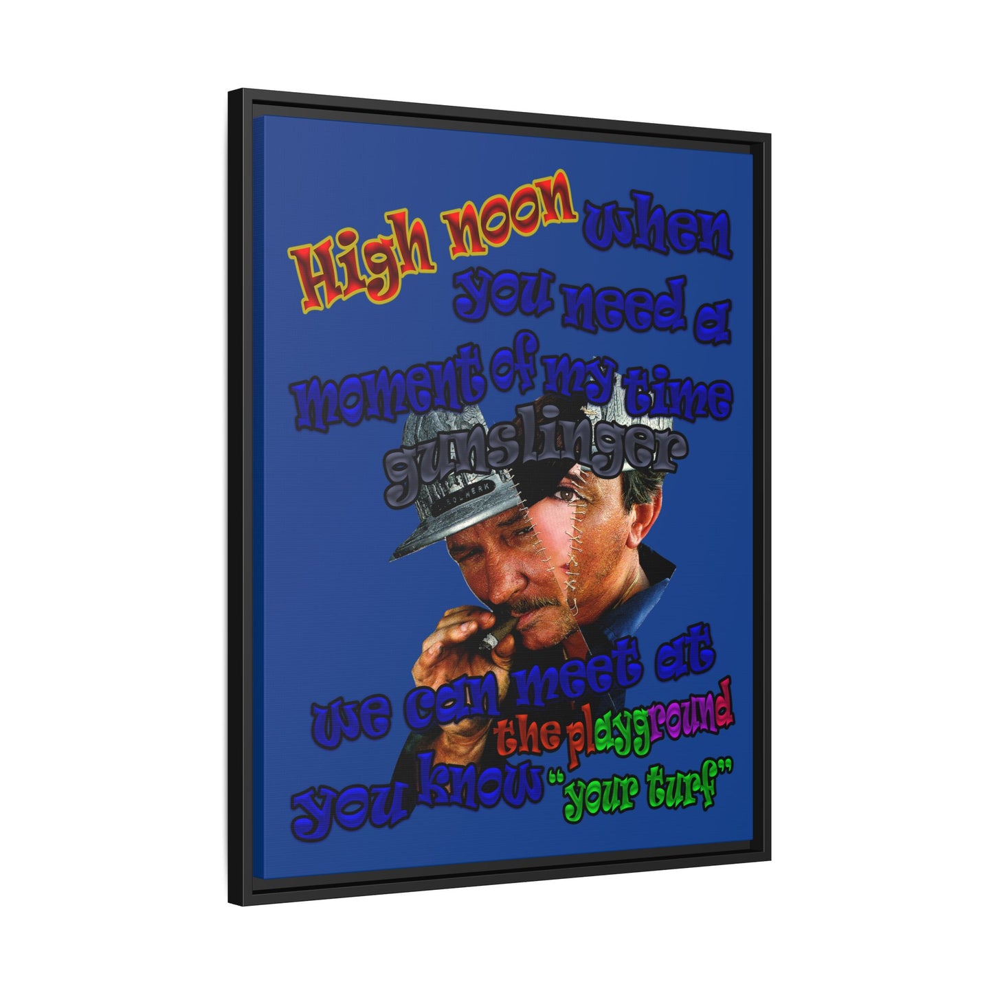high noon - framed canvas art (dark blue)