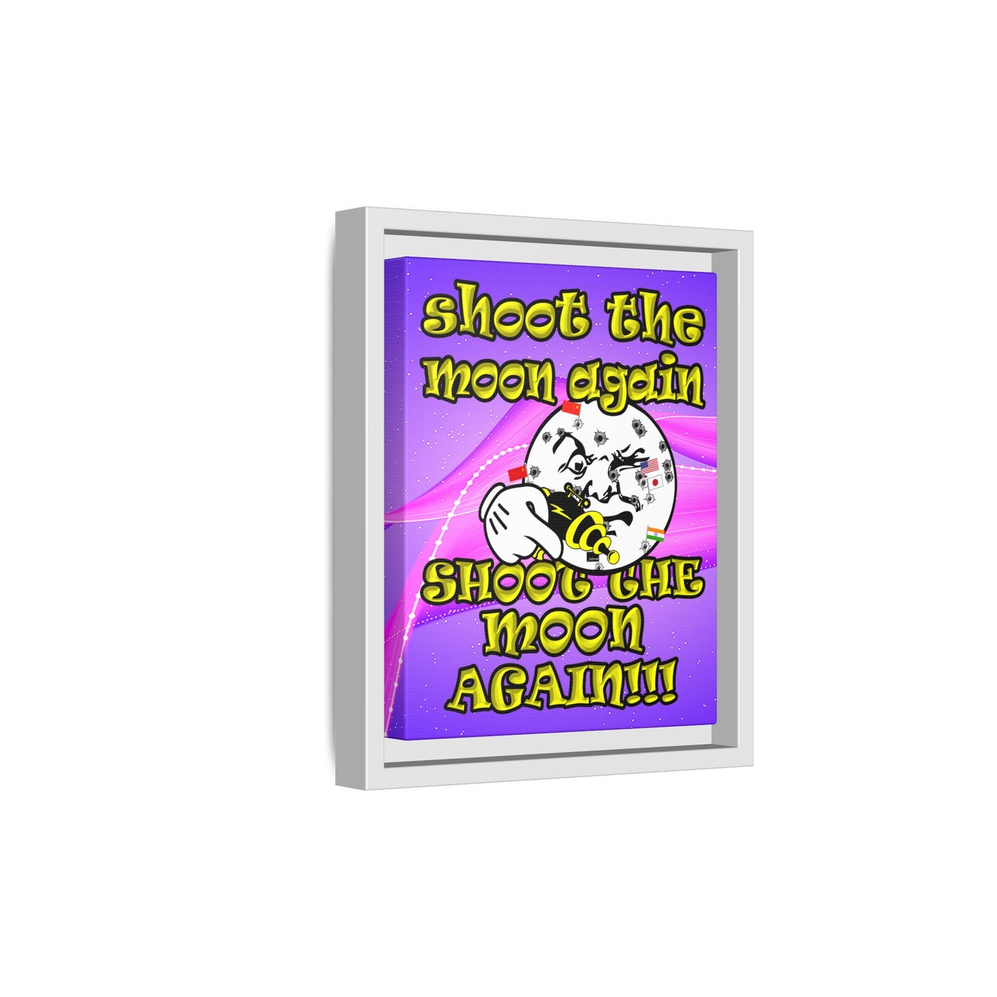 shoot the moon again - framed canvas art (purple-pink wave)